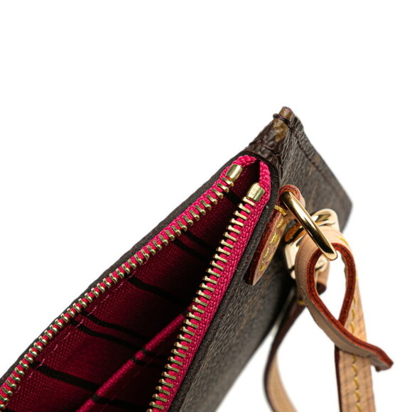 LOUIS VUITTON Brown Leather Neverfull Pouch - Picture 7 of 10